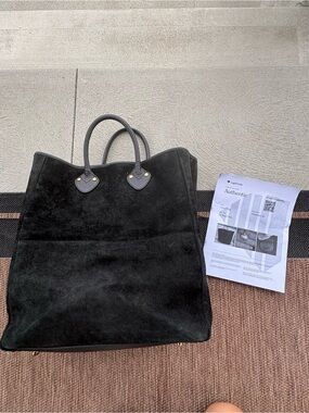 Gucci vintage Black Suede Tote Bag with Top Handles